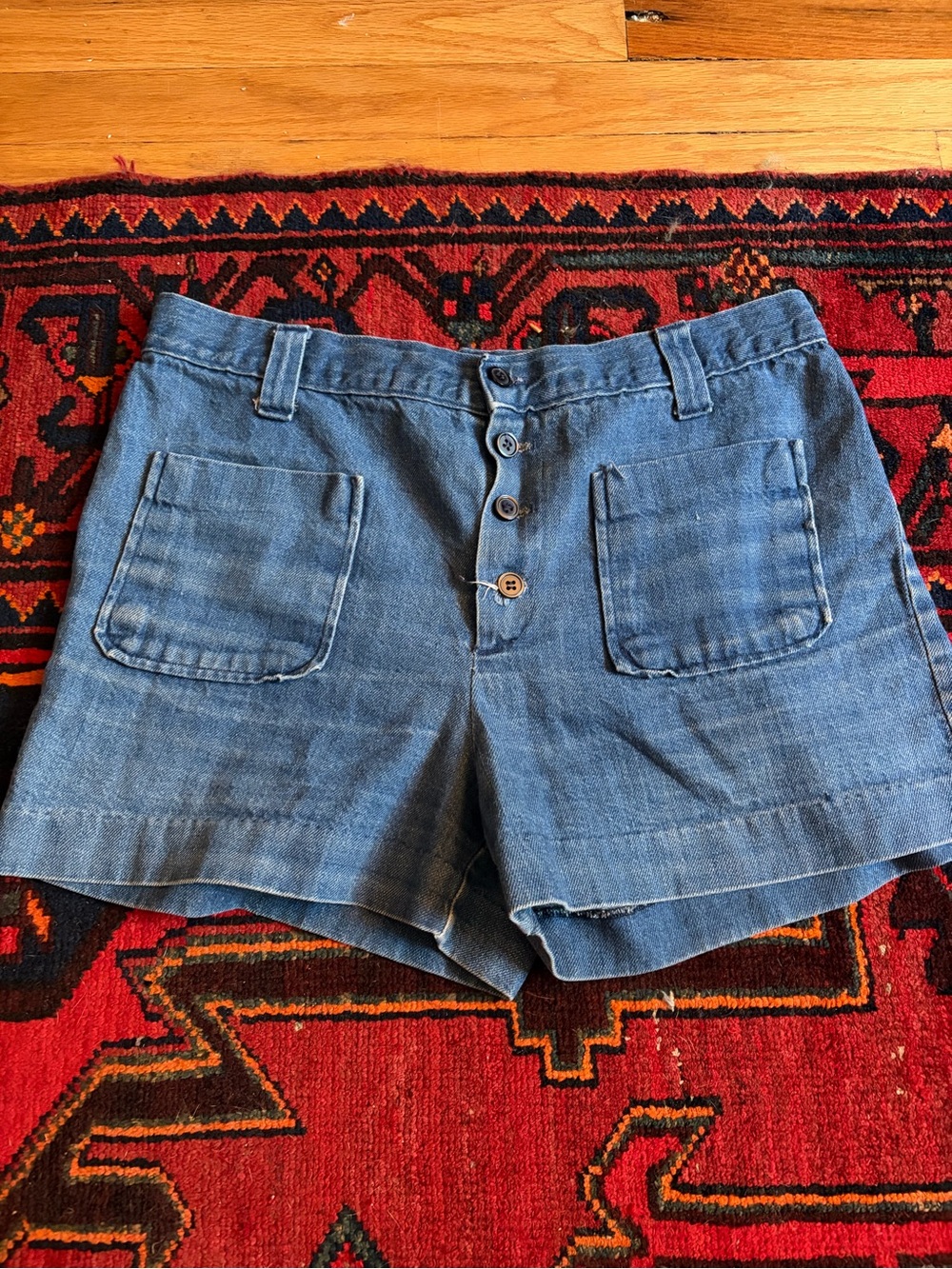 Vintage denim button front shorts
